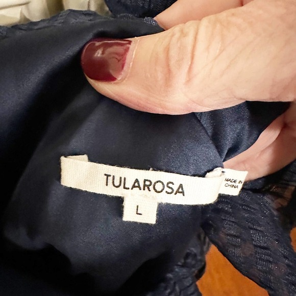 Revolve Tularosa Augustine Dress Women’s Navy Ruffle Puff Sleeve Mini Cocktail - Picture 4 of 10